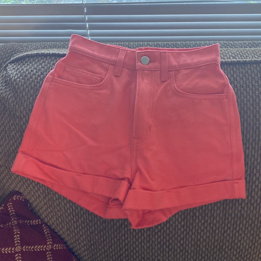 American apparel coral denim shorts